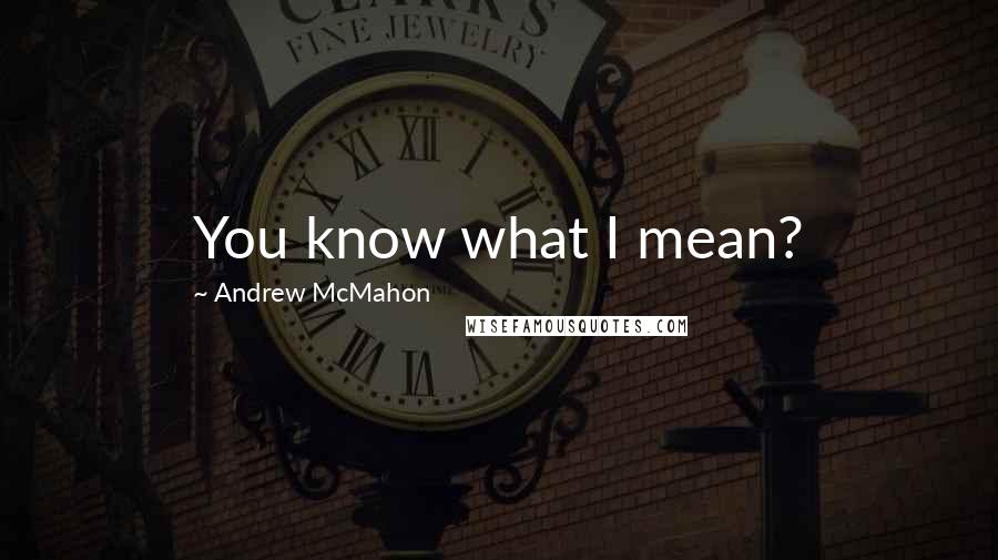 Andrew McMahon Quotes: You know what I mean?