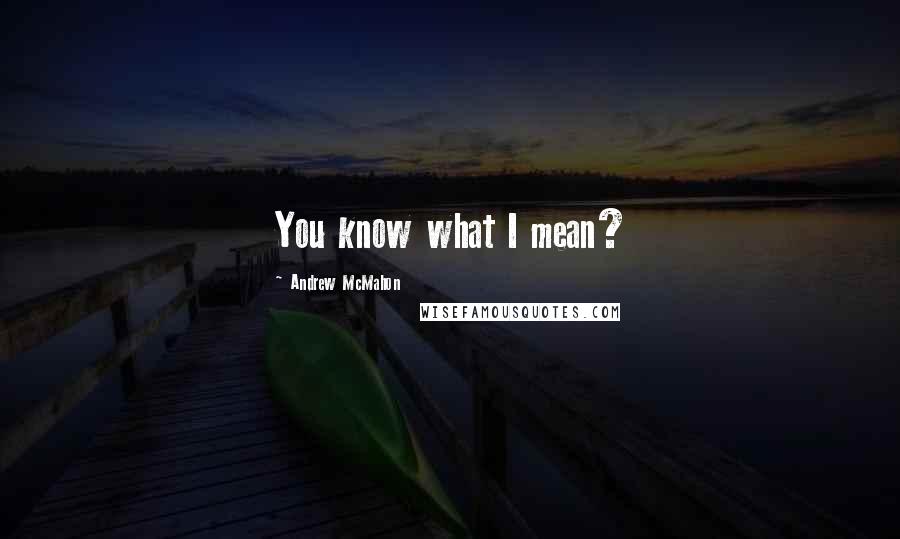 Andrew McMahon Quotes: You know what I mean?