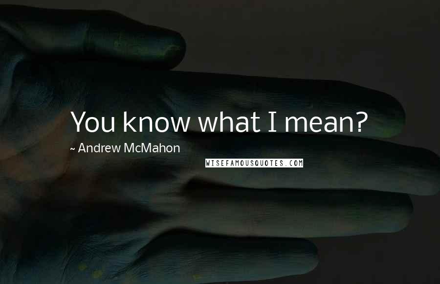 Andrew McMahon Quotes: You know what I mean?