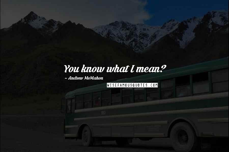 Andrew McMahon Quotes: You know what I mean?