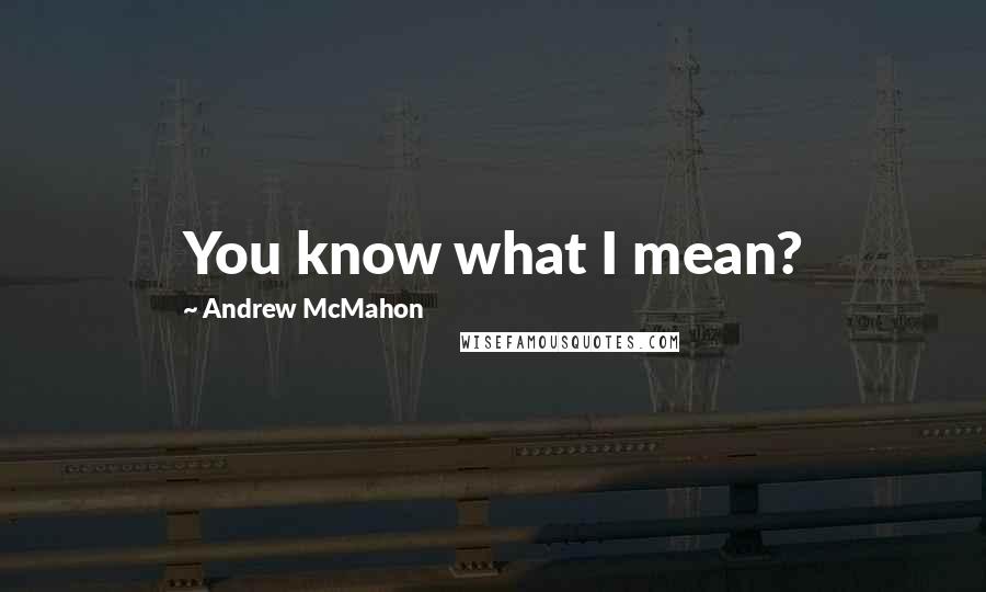 Andrew McMahon Quotes: You know what I mean?