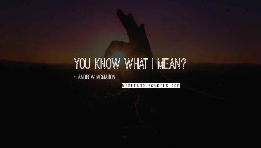 Andrew McMahon Quotes: You know what I mean?