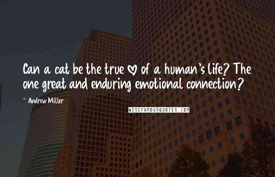 Andrew Miller Quotes: Can a cat be the true love of a human's life? The one great and enduring emotional connection?