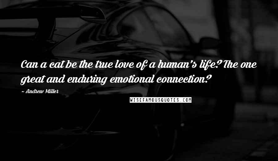 Andrew Miller Quotes: Can a cat be the true love of a human's life? The one great and enduring emotional connection?