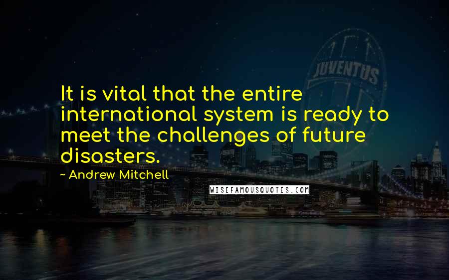 Andrew Mitchell Quotes: It is vital that the entire international system is ready to meet the challenges of future disasters.