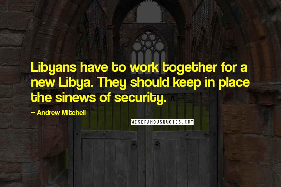Andrew Mitchell Quotes: Libyans have to work together for a new Libya. They should keep in place the sinews of security.
