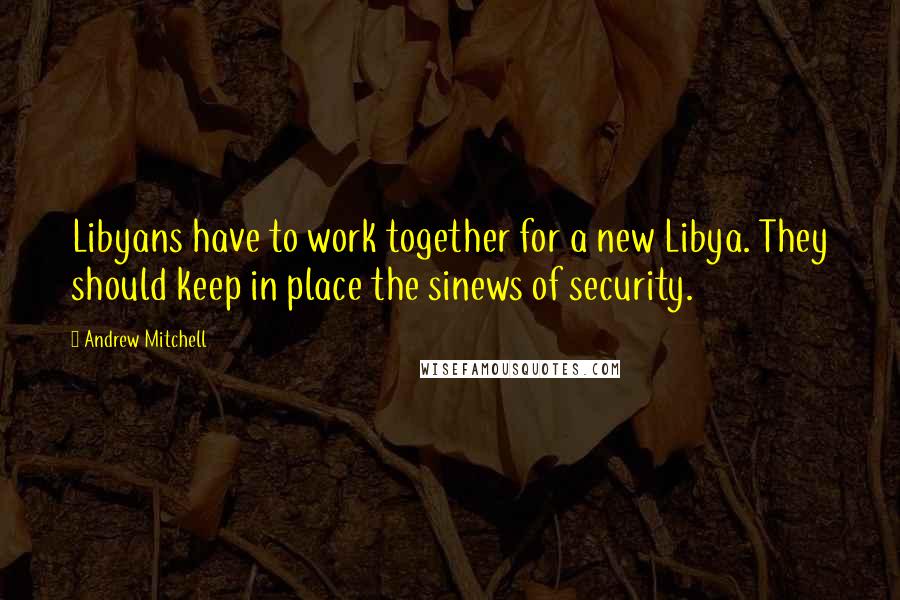 Andrew Mitchell Quotes: Libyans have to work together for a new Libya. They should keep in place the sinews of security.