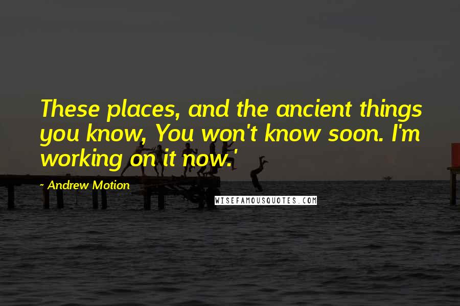 Andrew Motion Quotes: These places, and the ancient things you know, You won't know soon. I'm working on it now.'