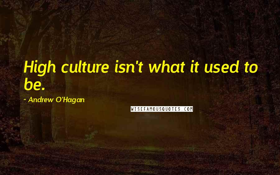 Andrew O'Hagan Quotes: High culture isn't what it used to be.