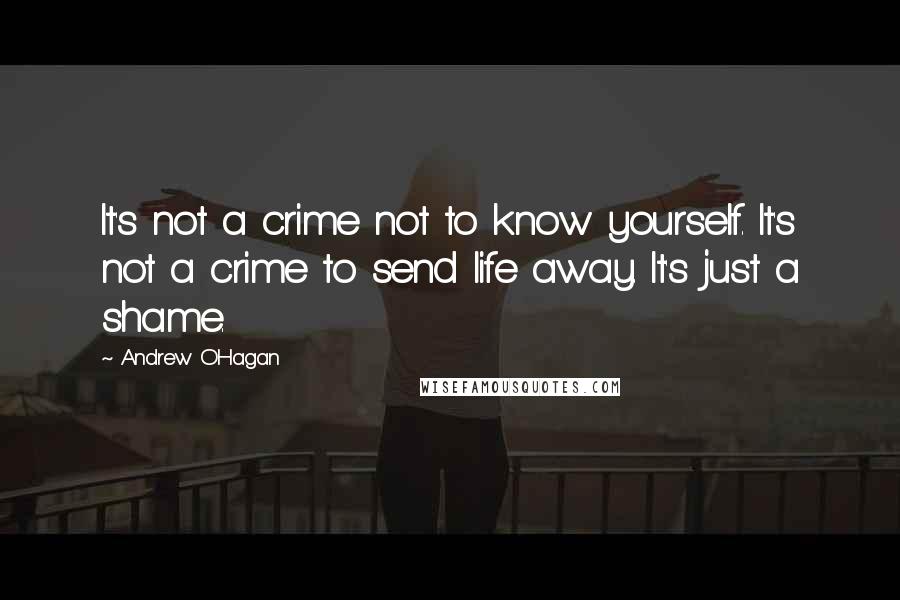 Andrew O'Hagan Quotes: It's not a crime not to know yourself. It's not a crime to send life away. It's just a shame.