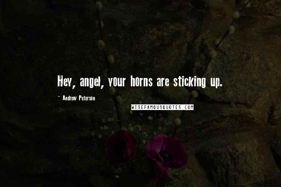 Andrew Peterson Quotes: Hey, angel, your horns are sticking up.