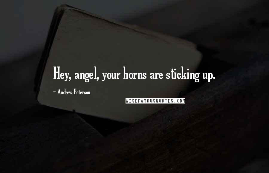 Andrew Peterson Quotes: Hey, angel, your horns are sticking up.