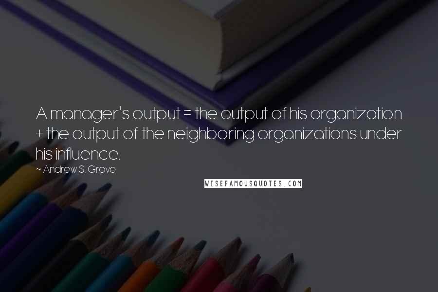 Andrew S. Grove Quotes: A manager's output = the output of his organization + the output of the neighboring organizations under his influence.