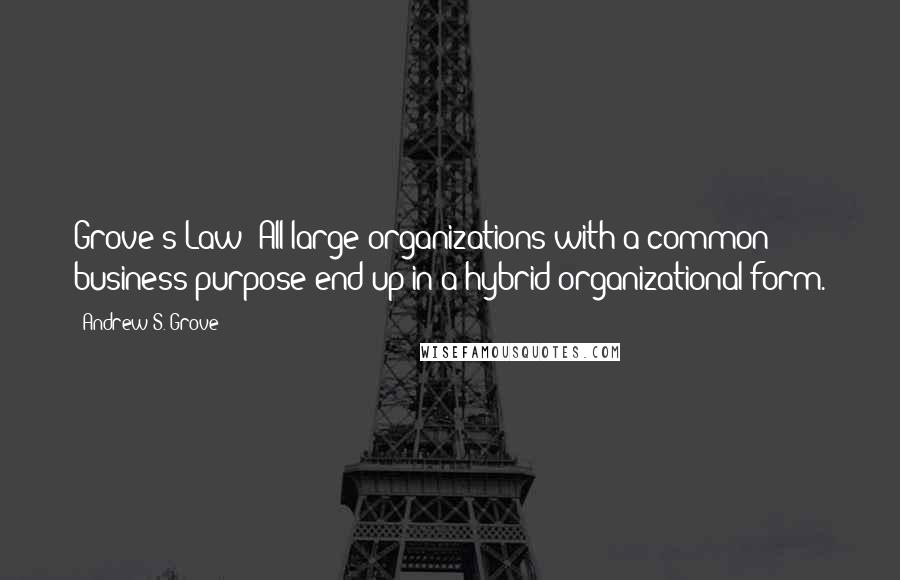 Andrew S. Grove Quotes: Grove's Law: All large organizations with a common business purpose end up in a hybrid organizational form.