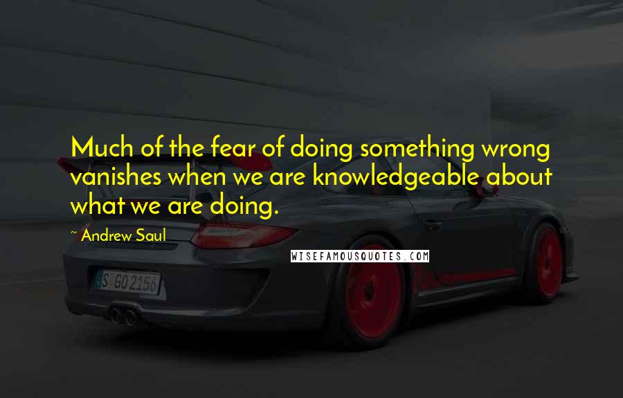 Andrew Saul Quotes: Much of the fear of doing something wrong vanishes when we are knowledgeable about what we are doing.