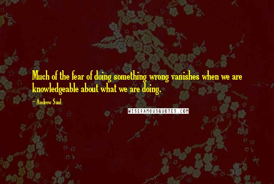 Andrew Saul Quotes: Much of the fear of doing something wrong vanishes when we are knowledgeable about what we are doing.