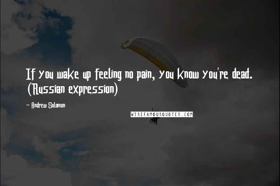 Andrew Solomon Quotes: If you wake up feeling no pain, you know you're dead. (Russian expression)