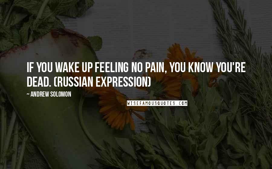 Andrew Solomon Quotes: If you wake up feeling no pain, you know you're dead. (Russian expression)