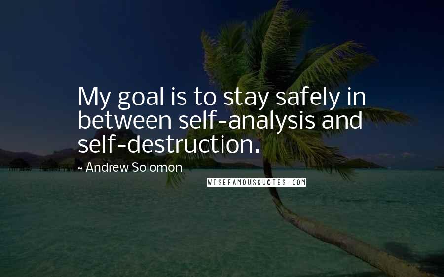 Andrew Solomon Quotes: My goal is to stay safely in between self-analysis and self-destruction.