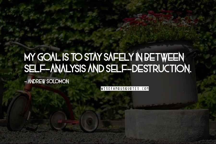 Andrew Solomon Quotes: My goal is to stay safely in between self-analysis and self-destruction.