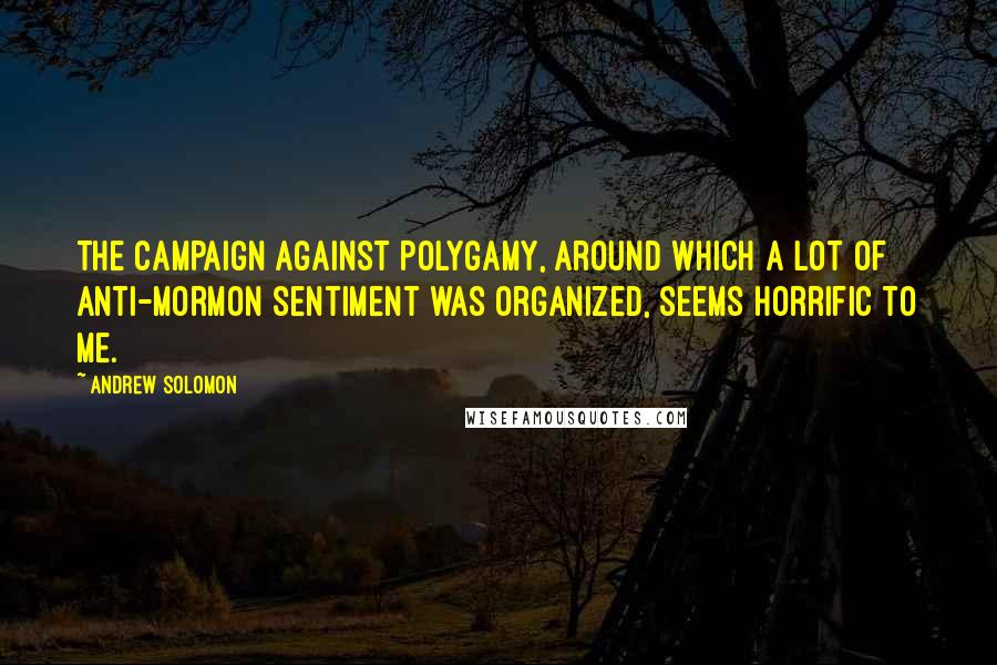 Andrew Solomon Quotes: The campaign against polygamy, around which a lot of anti-Mormon sentiment was organized, seems horrific to me.