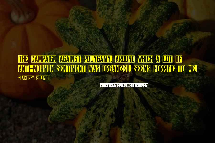 Andrew Solomon Quotes: The campaign against polygamy, around which a lot of anti-Mormon sentiment was organized, seems horrific to me.