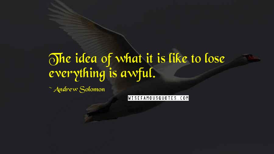 Andrew Solomon Quotes: The idea of what it is like to lose everything is awful.