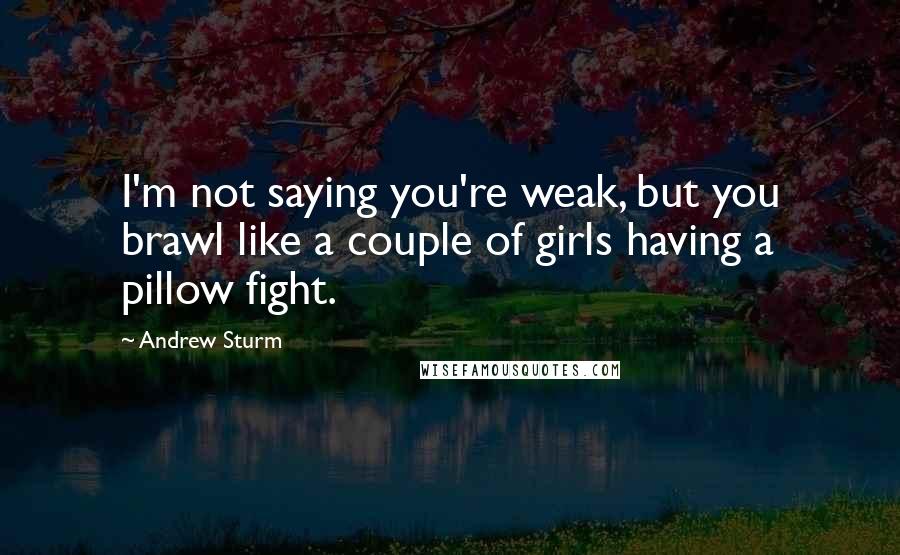 Andrew Sturm Quotes: I'm not saying you're weak, but you brawl like a couple of girls having a pillow fight.