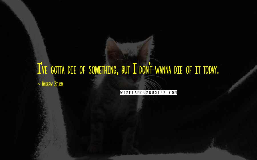 Andrew Sturm Quotes: I've gotta die of something, but I don't wanna die of it today.