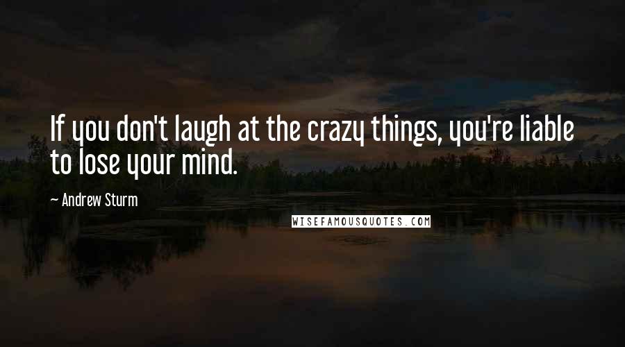 Andrew Sturm Quotes: If you don't laugh at the crazy things, you're liable to lose your mind.