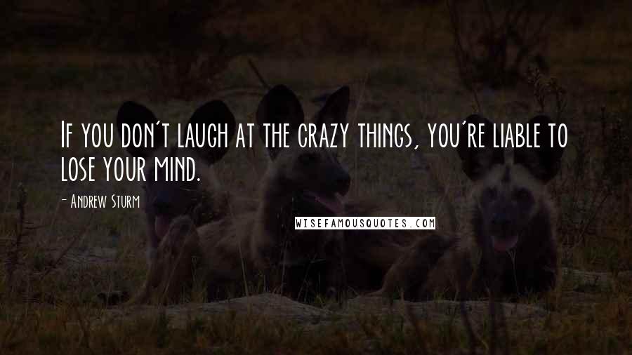 Andrew Sturm Quotes: If you don't laugh at the crazy things, you're liable to lose your mind.