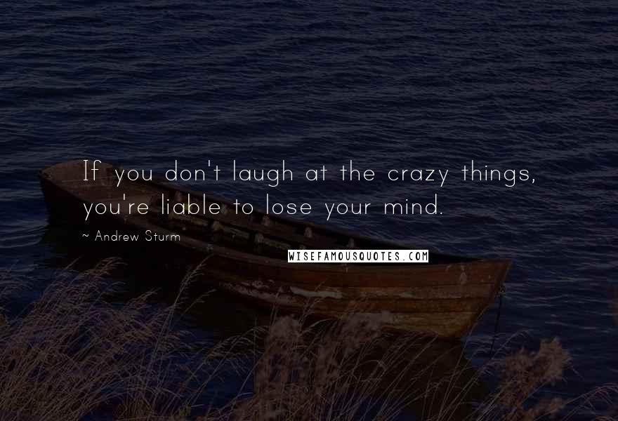 Andrew Sturm Quotes: If you don't laugh at the crazy things, you're liable to lose your mind.