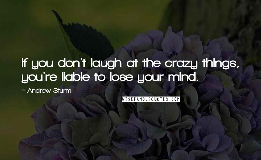 Andrew Sturm Quotes: If you don't laugh at the crazy things, you're liable to lose your mind.