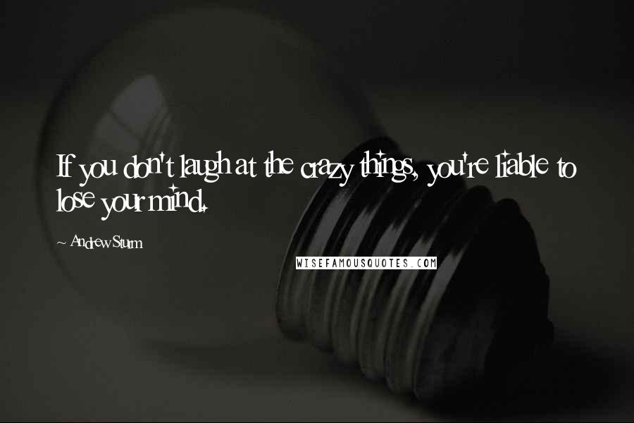 Andrew Sturm Quotes: If you don't laugh at the crazy things, you're liable to lose your mind.