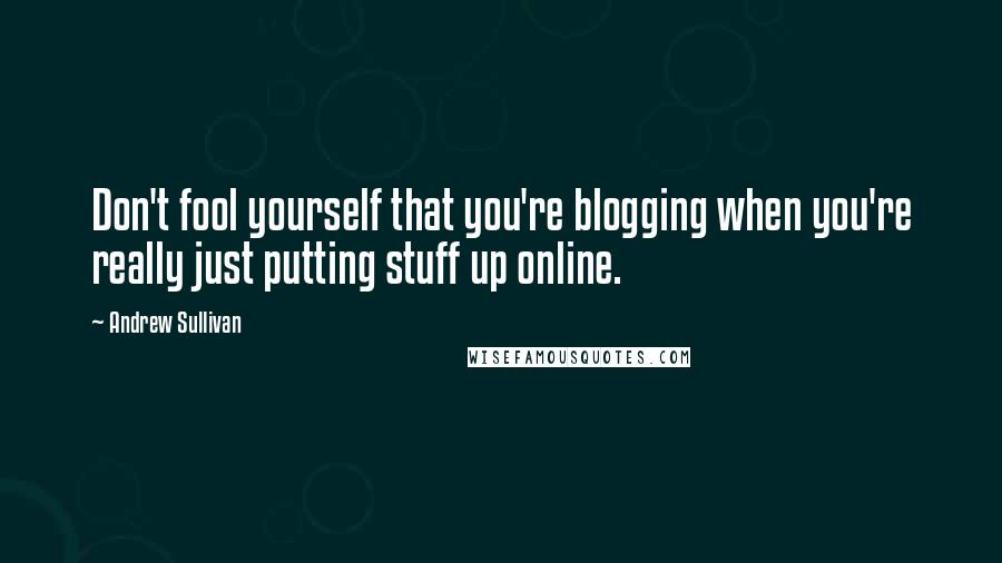 Andrew Sullivan Quotes: Don't fool yourself that you're blogging when you're really just putting stuff up online.