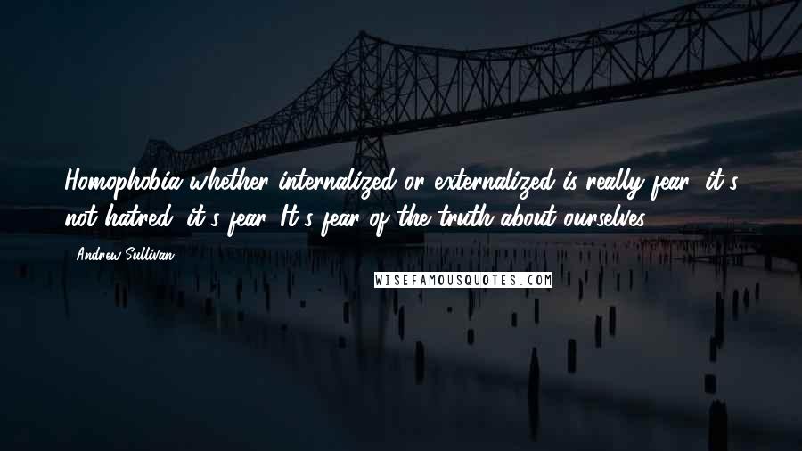 Andrew Sullivan Quotes: Homophobia whether internalized or externalized is really fear; it's not hatred, it's fear. It's fear of the truth about ourselves.