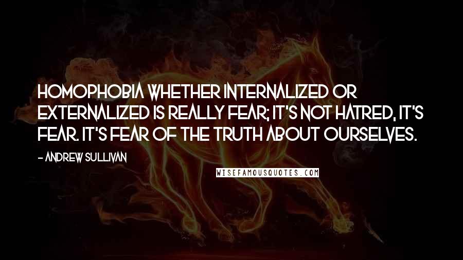 Andrew Sullivan Quotes: Homophobia whether internalized or externalized is really fear; it's not hatred, it's fear. It's fear of the truth about ourselves.