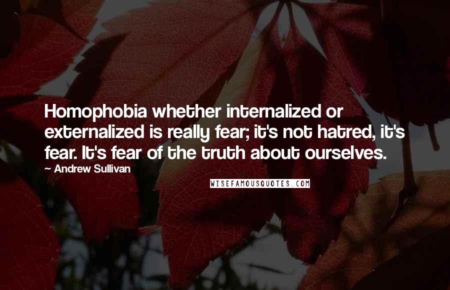 Andrew Sullivan Quotes: Homophobia whether internalized or externalized is really fear; it's not hatred, it's fear. It's fear of the truth about ourselves.