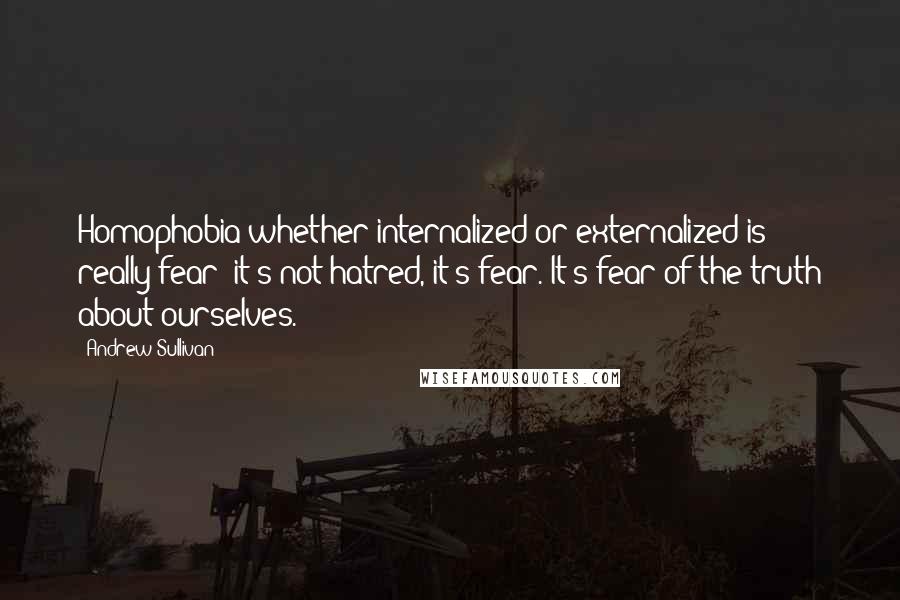 Andrew Sullivan Quotes: Homophobia whether internalized or externalized is really fear; it's not hatred, it's fear. It's fear of the truth about ourselves.