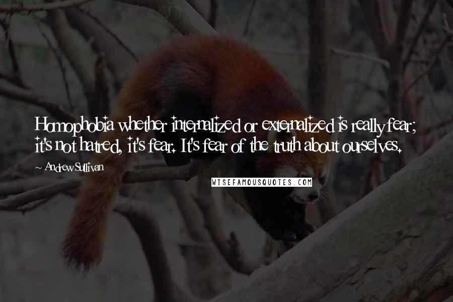 Andrew Sullivan Quotes: Homophobia whether internalized or externalized is really fear; it's not hatred, it's fear. It's fear of the truth about ourselves.