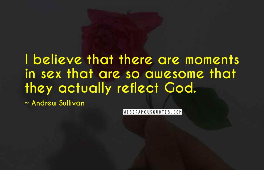 Andrew Sullivan Quotes: I believe that there are moments in sex that are so awesome that they actually reflect God.