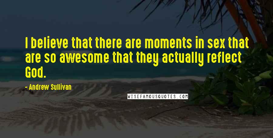Andrew Sullivan Quotes: I believe that there are moments in sex that are so awesome that they actually reflect God.