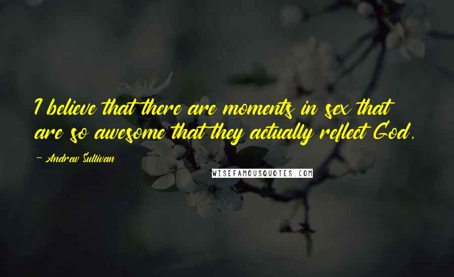 Andrew Sullivan Quotes: I believe that there are moments in sex that are so awesome that they actually reflect God.