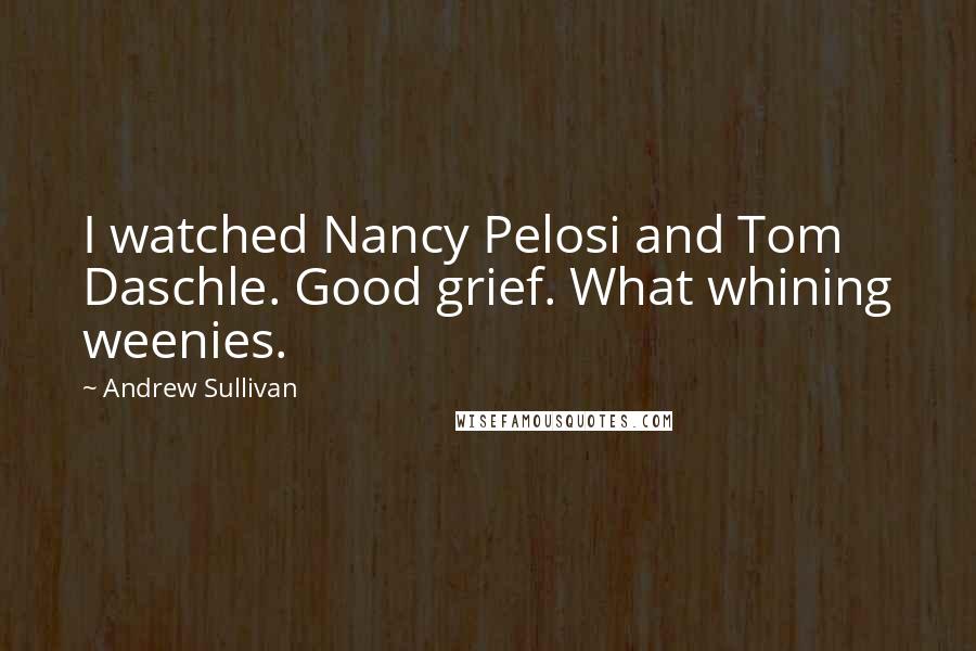 Andrew Sullivan Quotes: I watched Nancy Pelosi and Tom Daschle. Good grief. What whining weenies.