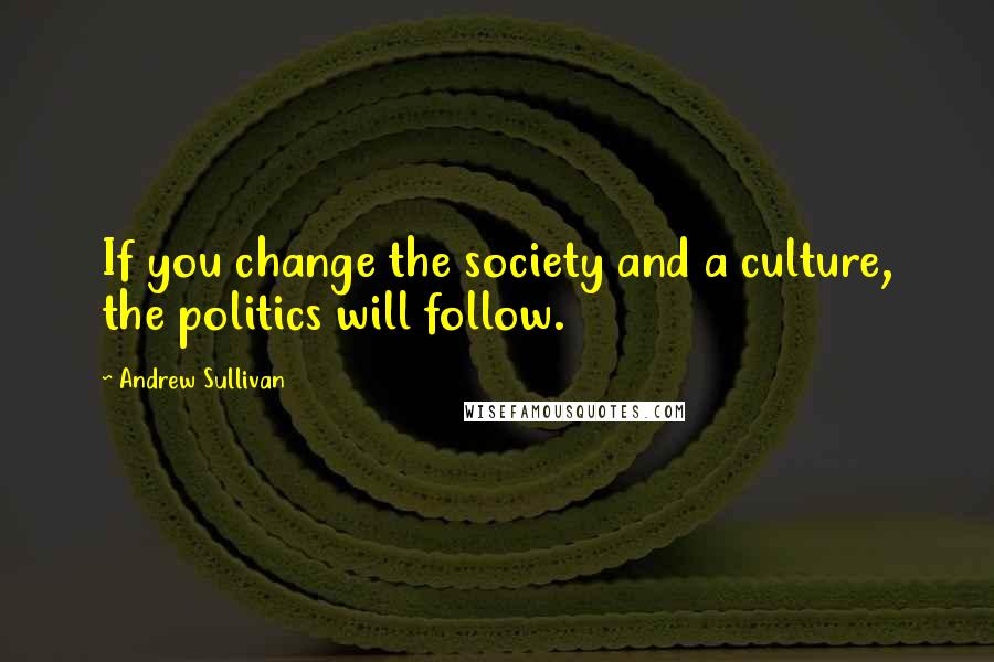 Andrew Sullivan Quotes: If you change the society and a culture, the politics will follow.