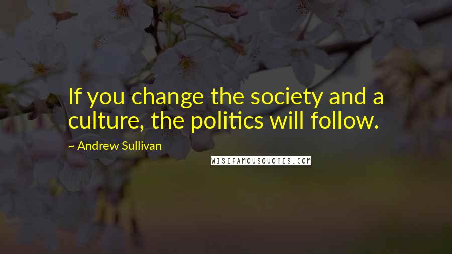 Andrew Sullivan Quotes: If you change the society and a culture, the politics will follow.