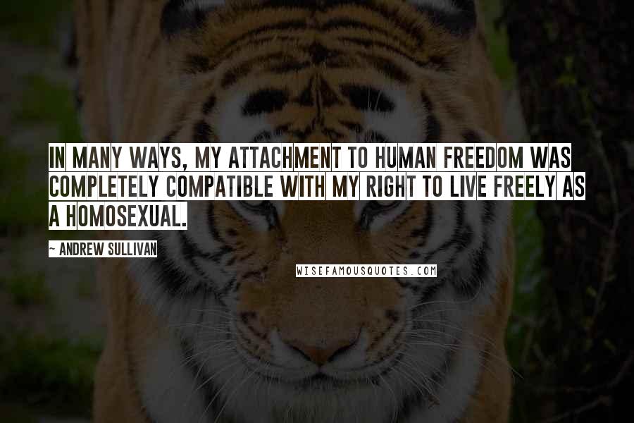 Andrew Sullivan Quotes: In many ways, my attachment to human freedom was completely compatible with my right to live freely as a homosexual.