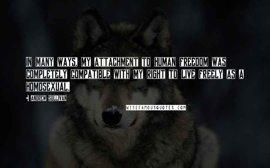 Andrew Sullivan Quotes: In many ways, my attachment to human freedom was completely compatible with my right to live freely as a homosexual.