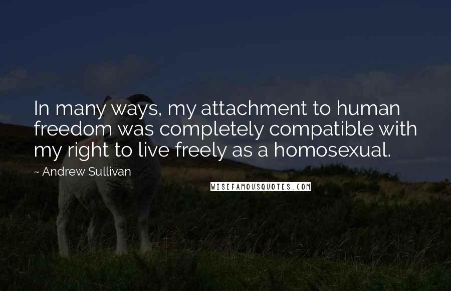 Andrew Sullivan Quotes: In many ways, my attachment to human freedom was completely compatible with my right to live freely as a homosexual.