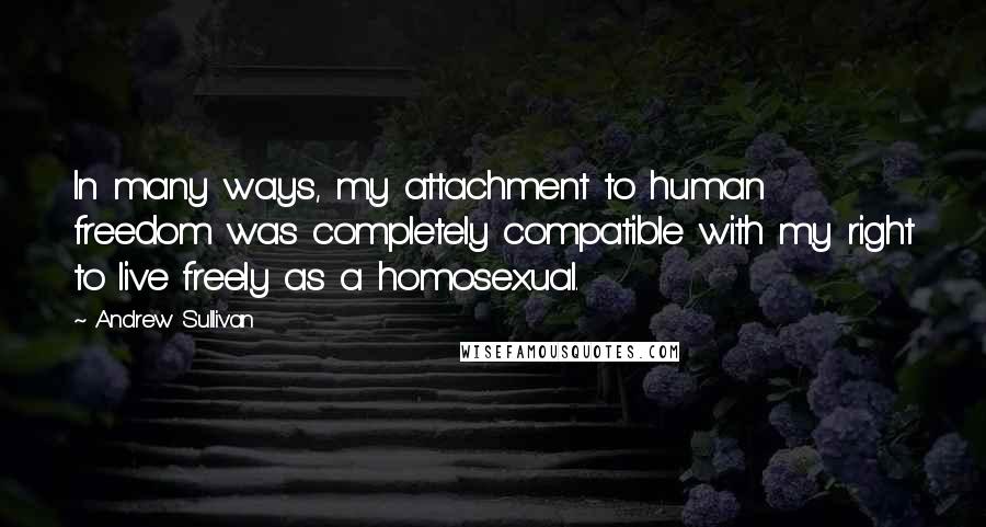 Andrew Sullivan Quotes: In many ways, my attachment to human freedom was completely compatible with my right to live freely as a homosexual.